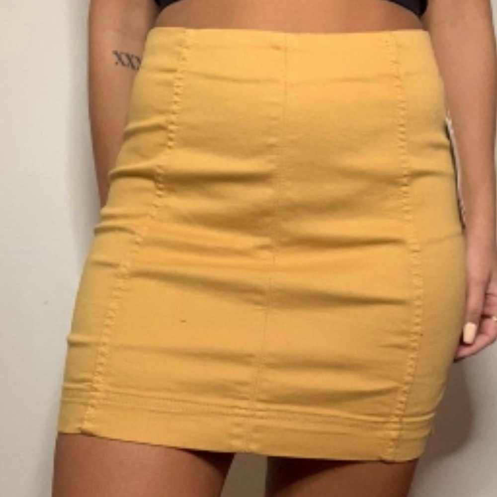 Molly Green Mustard Yellow Mini Skirt